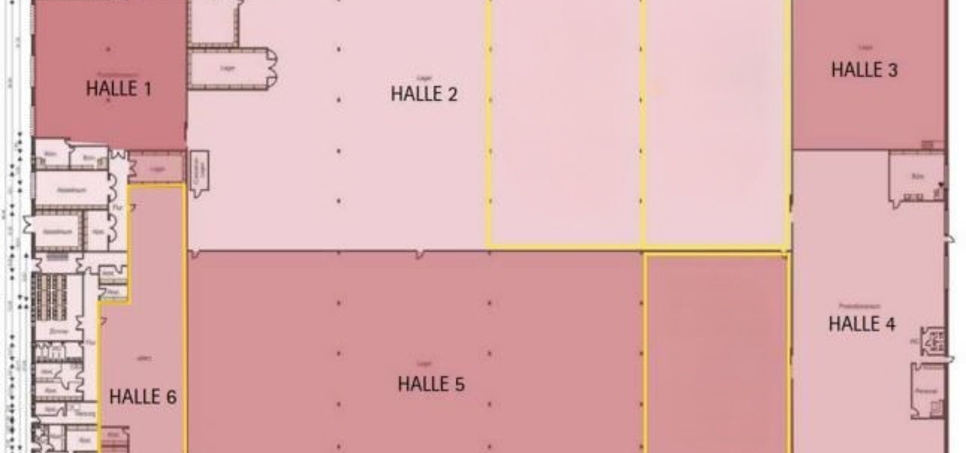 Verfügbare Flächen Halle 2, 5 und 6